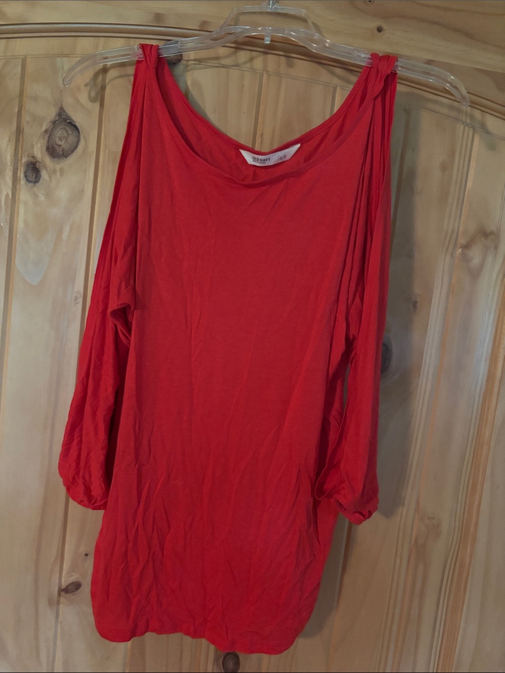 Red Cold-Shoulder Women's Top